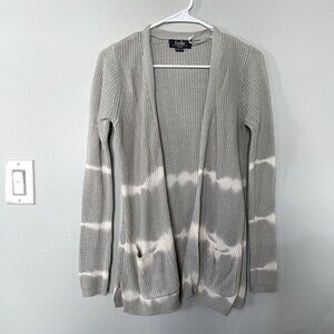 Belle by belldini green white tie dye style knit cardigan pockets women size S
